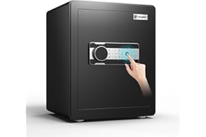 GangMei Fingerprint Home Safe Box, 2 Cubic Feet Digital Security Safe Lock Box/Removable Shelf/Inner Lock Box/Hooks Used for Home Office Hotel Business, Quick-Access Cabinet Safes