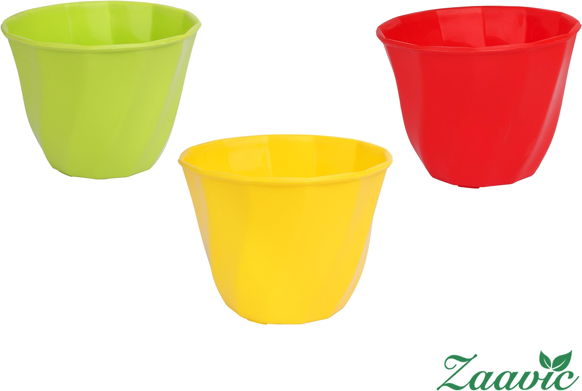 Zaavic Multi Color Round Light Weight Durable Plastic Pots(Set of 3)