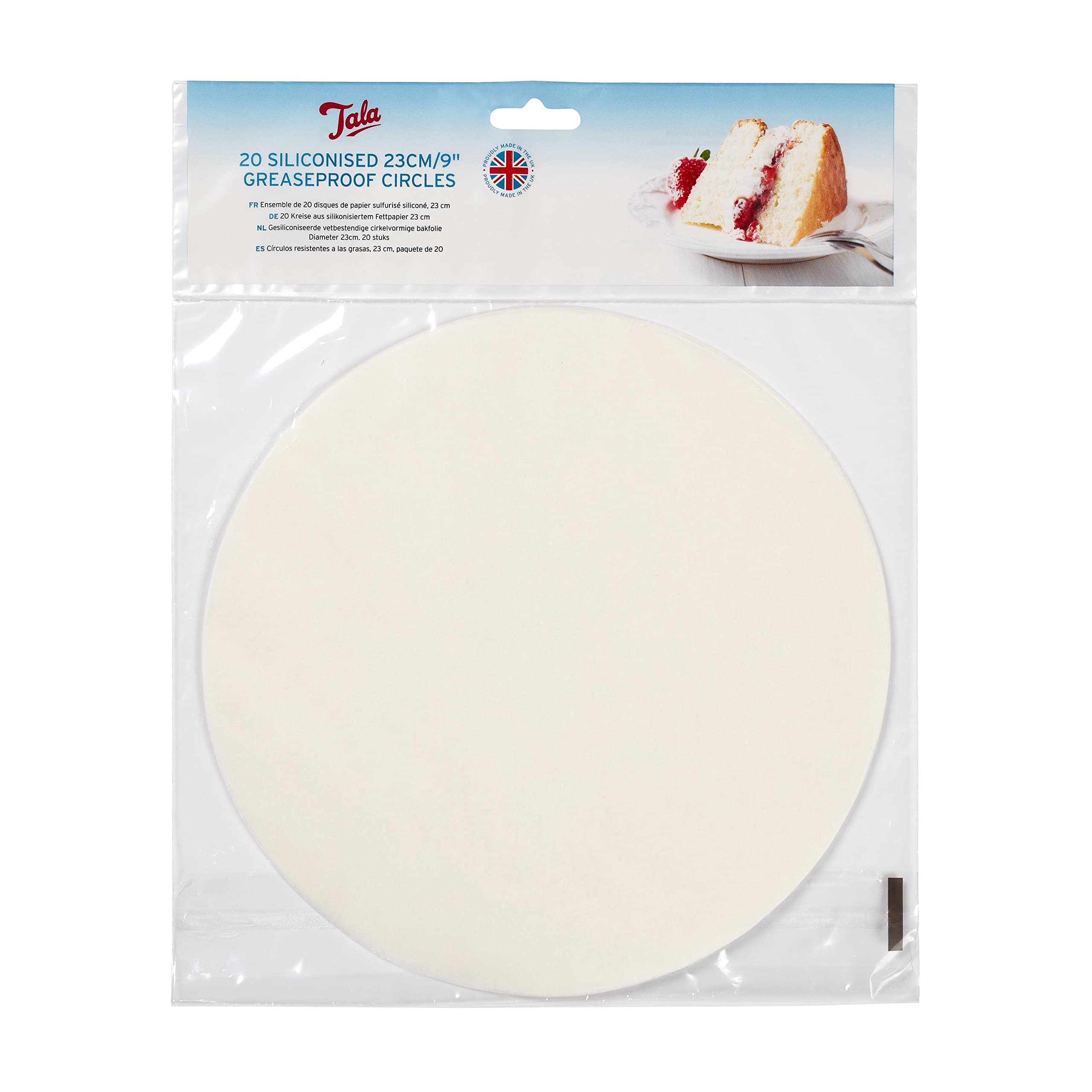 Tala 23cm Siliconised Greaseproof Circles for Liner Baking Tins and Trays, Prevents Sticking and Supports Quick and Easy Release on All Baked Products, Pack of 20 with 23cm / 9inch Diameter — image 1