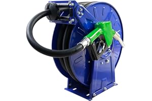 GIAYOGO Heavy Duty Fuel Hose Reel,Fuel Nozzle, 3/4"X50' Retractable Diesel Hose, Fuel Hose Swivel,Max 300 PSI,Spring Rewind Mechanism for Easy Use on Farms, Ships, and Vehicles,Hose Outer diameter 1.2 inches
