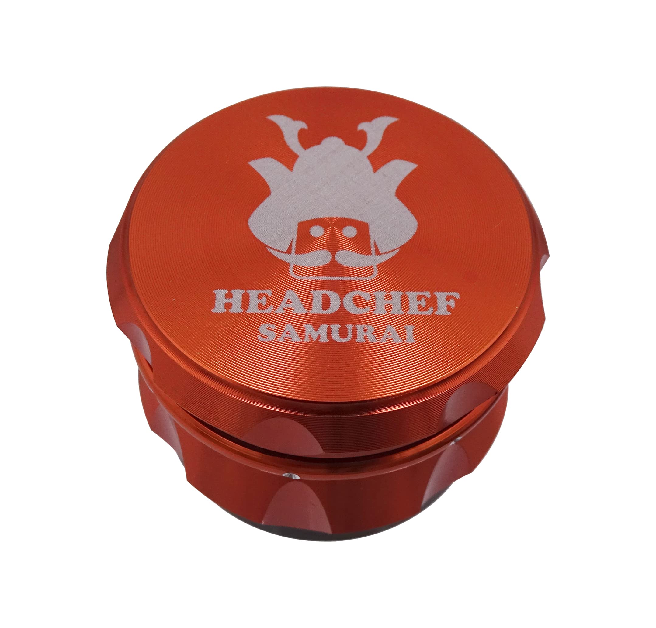 Headchef Samurai Metal Herb Grinder with Sifter Scraper – 4 Piece Grinder, 55mm (Orange)