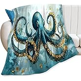 Tijuboni Octopus Throw Blanket Ocean Gifts for Girls Boys Women Men Kids Adults Soft Flannel Fleece Blanket for Couch Sofa Bed Home Decor 40"x50"