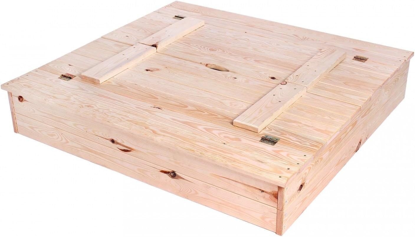 KAGU Sandpit Sand Box with Lid and Sandbox Solid Wood Storage Bench, Natural, 40 x 118 x 21 cm M00004663