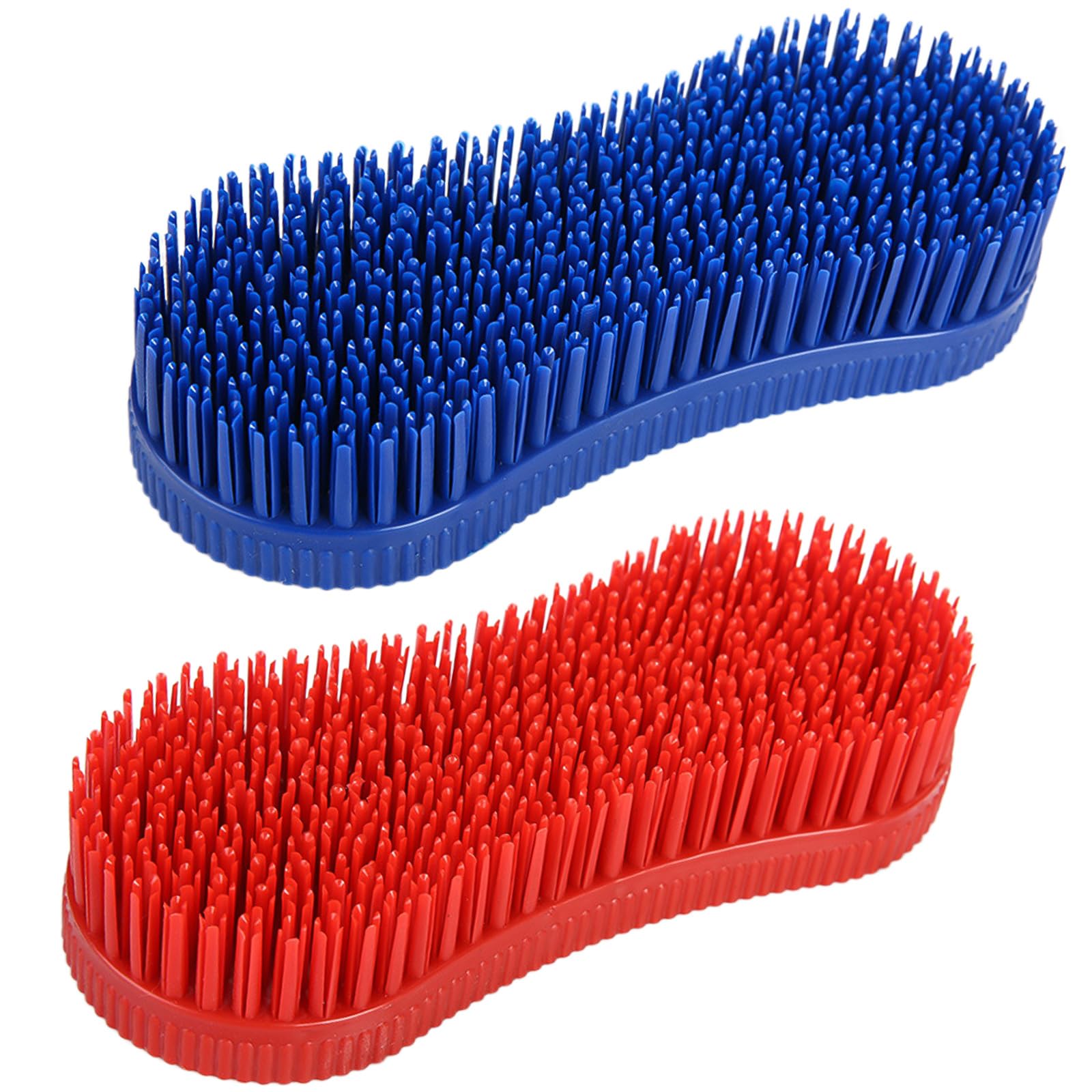 Buaak Magic Horse Grooming Brush Set, 2 Pcs Blue and Red Plastic Brushes, Brushes for Grooming, Durable Hors e Groomin g Brus-h Equestrian Massage Tool for Hors-e Groomi-ng Care