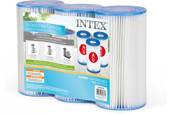 INTEX 29003E Type A Pool Filter Cartridge: for INTEX Filter Pumps – Easy-to-Clean – Dacron Paper – Efficient Filtration – 3 P