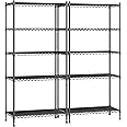 Romorgniz Storage Shelves Adjustable Metal shelving Unit 5 Tier Wire Shelving,1010LBS Pantry Shelves Sturdy Steel Wire Shelf for Laundry Bathroom Kitchen Pantry Closet, 13.8"D x 22.4"W x 60"H, 2PCS