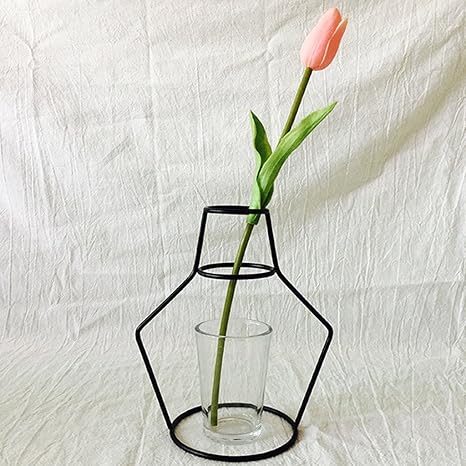Buy Prettyia Flower Vase Shape Metal Flower Glass Holder Stand
