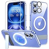 xiwxi for iPhone 16 Plus Case with Kickstand,[Compatible with Magsafe][1*Screen Protector],Military-Grade Protection & Anti-Yellowing,Magnetic Phone Case for iPhone 16 Plus,Clear