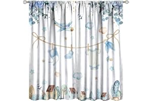 Boy Baby Curtains, Watercolor Eucalyptus Floral Cartoom Cute Airplanes Clouds Stars Newborn Boys Bodysuit Soother Print Windo
