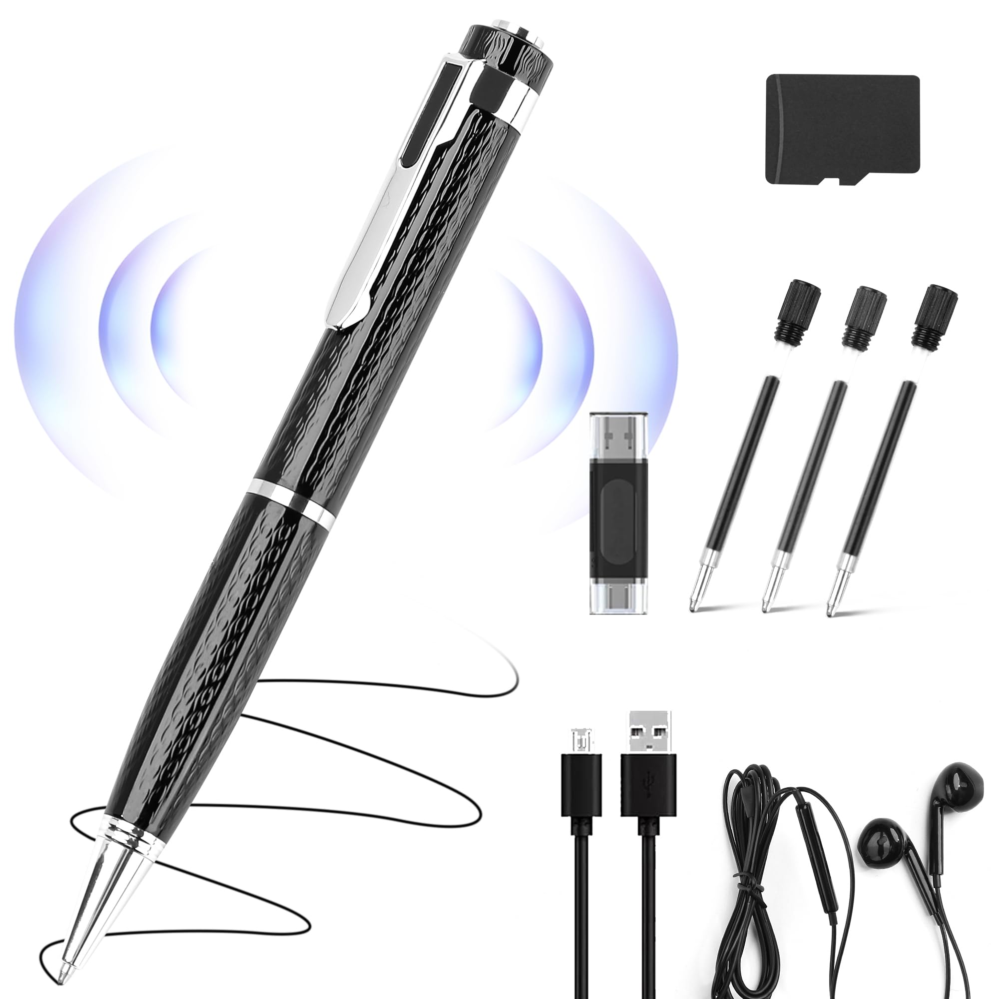 Photo 1 of 64GB Voice Recorder with Playback: Digital Recording Device with Intelligent Noise Reduction for Meetings | Lectures | Course - Portable Audio Recorder for Student | Workplace Use | Interpreter