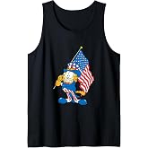 Garfield Holding USA Flag Uncle Sam 4th of July Cartoon Cat Tank Top