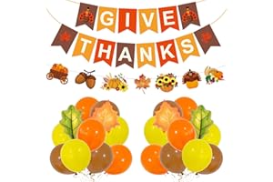 DECGOL 60Pcs Thanksgiving Decorations GIVE THANKS Banner Balloons for Thanksgivings Fall Home Party Indoor outdoor Decor
