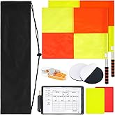 BEAUTIFABLE 9 Pcs Soccer Referee Kit, 2 Pcs Soccer Referee Flag, Red Yellow Cards with Notebook and Pencil, Coach Stainless Steel Whistles with Lanyard
