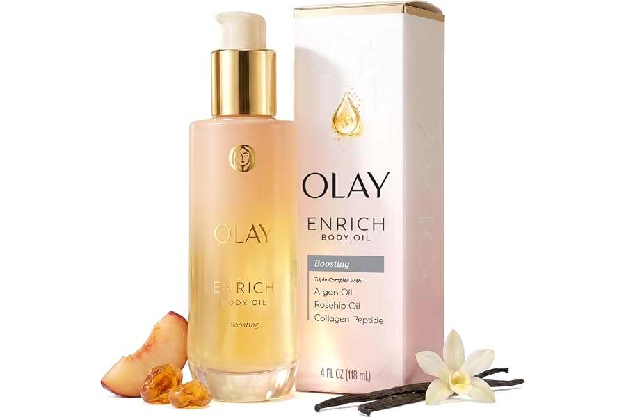 Olay Enrich Boosting Body Oil for Women, with 3-in-1 Oil + Serum Complex with Argan Oil, Rosehip Oil, and Collagen Peptide, F