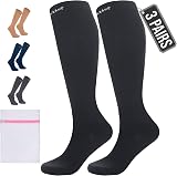 360 RELIEF 3 Pairs Compression Socks 15-20 mmHg L/XL Black with Laundry Bag