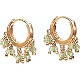 Gempires Natural Gemstone Beads Crystal Earrings Lightweight Elegant Handmde Jewelry Hypoallergenic Gold Plated Classic Design Huggie Earrings For Women