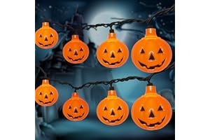 Goothy Halloween Pumpkin String Lights, 8.5Ft Outdoor Halloween Decorations Lights with 10 Jack-O-Lantern Lights, Hanging Pumpkin String Lights UL Listed for Halloween Party Patio Garden Window Decor