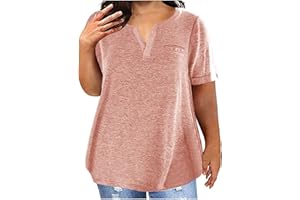 KICILVS Womens Plus Size Tops V Neck Dressy Blouses Casual Loose Fit Tunic Tops Solid Color Short Sleeve Summer Shirts