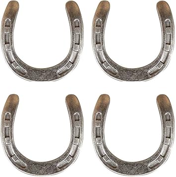 Set Of 4 Western Horseshoe Drawer Pulls Cabinet Knobs Old Silver