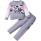 FUNMETA Toddler Girls 2 Piece Cute Outfits, Crewneck Sweatshirt with Jogger Pants Kids Clothing Set for Fall Winter