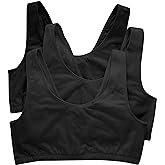 Hanes Women's Pack, Cotton Scoopneck Bralette, Low-Impact Sports Bra, 3-Pack