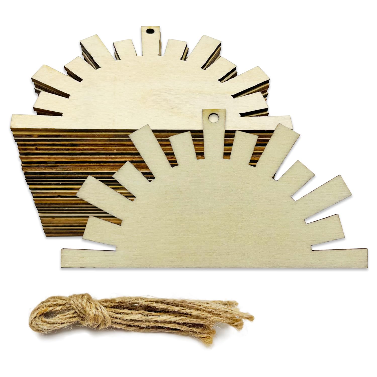 Photo 1 of 20pcs Unfinished Sun Wood Cut Out Sun Wood DIY Crafts Cutouts Blank Wooden Sun Shaped Hanging Ornaments
