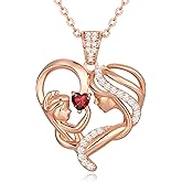 Zifeel Mothers Day Gifts for Mom Wife Her Grandma, S925 Sterling Silver Birthstone Necklaces Jewelry for Women, Mother's Day Love Heart Pendant Necklace for Anniversary Birthday Christmas Day