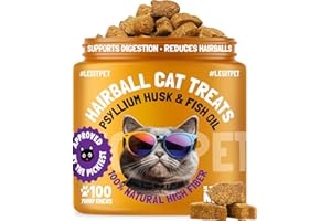 LEGITPET Hairball Treatment for Cats Natural Remedy with Apple Pomace, Psyllium Husk Omega 3 6 Fatty Acids Zinc Biotin Cat Supplement for Indoor Cats Promotes Healthy Digestion Furball Control 100 Yummy Chews