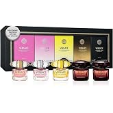 Versace Mini Perfume Gift Set for Women 5-Piece 0.17 Fl Oz Splash | Includes Bright Crystal Parfum, Bright Crystal, Yellow Diamond &amp; Crystal Noir, Designer Sampler, Travel Size