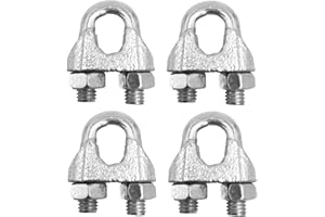 BRUFER QUALITY PRODUCTS BRUFER Wire Rope Clamp Clip for Cables Zinc Plated - 1/2" inch - Bulk Pack of 4 Pieces