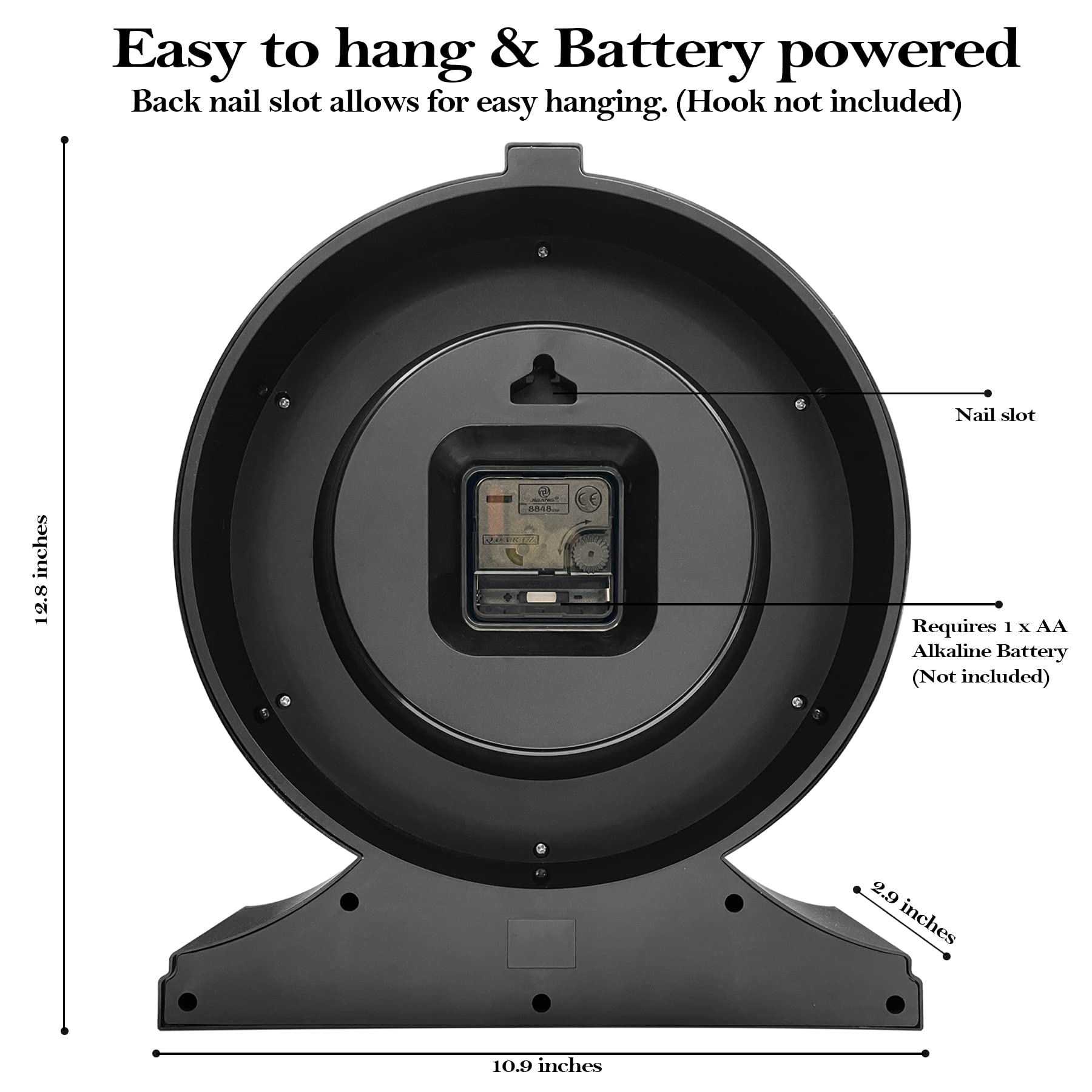 Vintage Desk Clock – Silent-Non-Ticking, 10-Inch Dial,Retro Mantel Clock for Living Room Decor, Bedroom, Shelf, Fireplace & Farmhouse