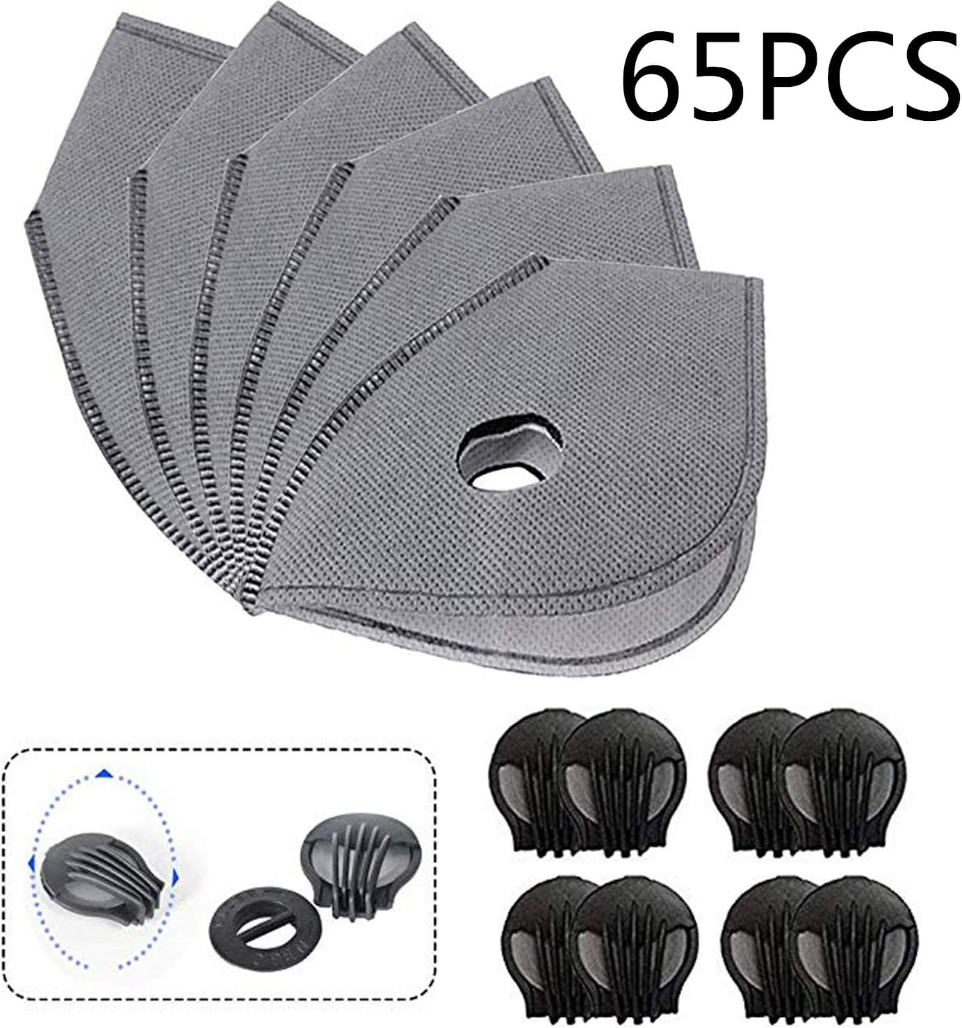 Activated carbon N99 PM2.5 filter Activated carbon N99 filter for mesh or neoprene, reusable dust pollution masks(65PCS)
