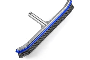 UNIPOOL Pool Brush Head | 18" Heavy Duty Floor Brush | Stainless Steel Brush | Metal Pool Scrubber Brush | Wire Bristles & Aluminium Back for Sweep Calcium Buildup, Rust Stains on Concrete