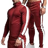 TEZO Men's Casual Active Tracksuits Full Zip Sports Jogging Suits Sets Athletic Running 2 Piece Sweatsuits with Zip Pockets