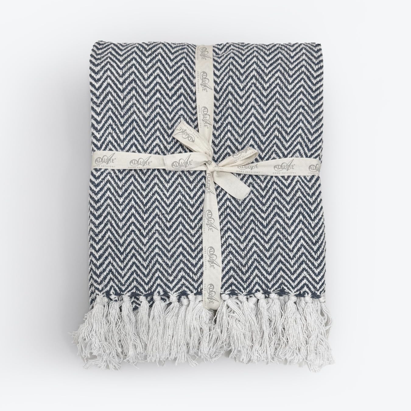 Allure Audley Cotton Herringbone Throw Blanket - Eco Friendly, 100% Recycled Cotton Chevron Throw, Soft & Breathable, Perfect for Armchair, Couch, Bed & Snuggling (Charcoal, 150 x 200cm)