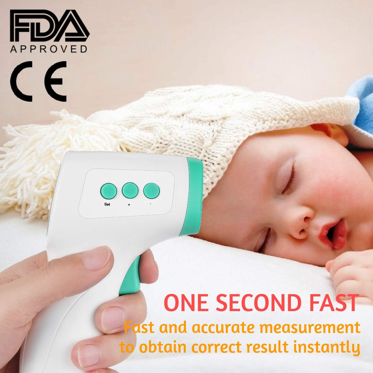 [2020 Newest Version] Digital Infrared Forehead Thermometer Non-Contact Thermometer with LCD Display, Accurate Fast Instant Readings for Adult, Kids, Baby– FDA,CE Approved