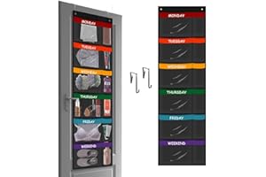 ABCKEY Rainbow Weekly Kids Clothes Organizer for Daily Activity,Portable Kids Clothes Storage with Two Hang Methods… (black)