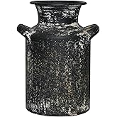 Rustic Vintage Metal Flower Vase for Decor Milk Jug Small Vases for Flowers Kitchen Decorations, Cylindrical,Perfect for Kitchen, Dining Room, Living Room,Housewarming Gift (Black)