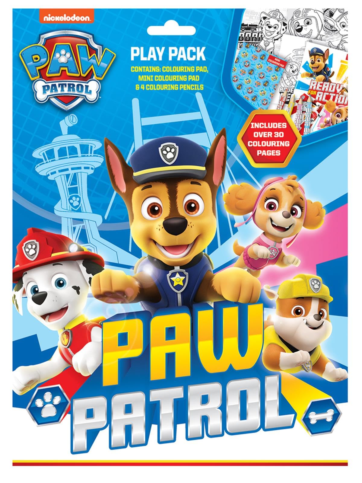 Paw Patrol Play Pack Two Colouring Pads & 4 Pencils Over 30 Pages Kids Activity Set Ages 3+