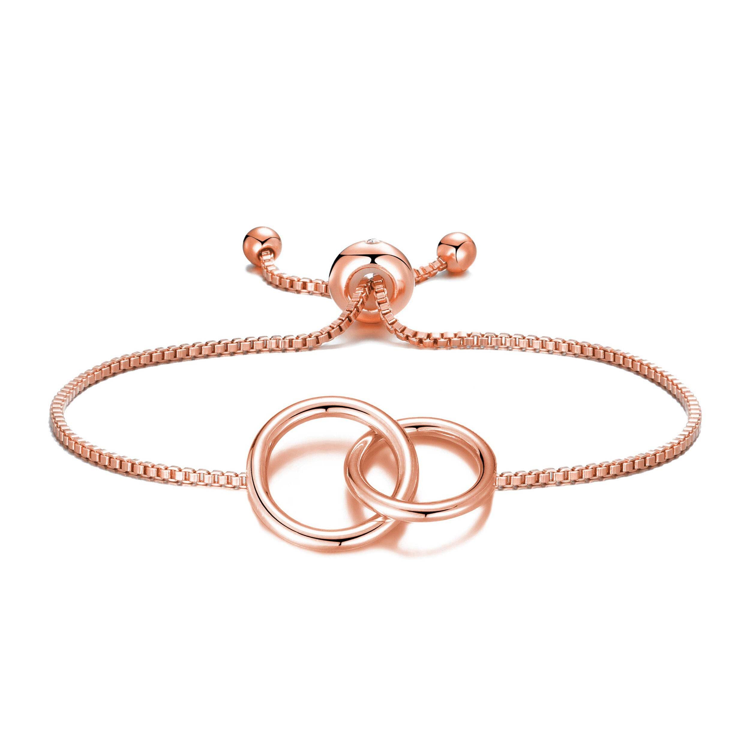 Philip Jones Rose Gold Plated Link Friendship Slider Bracelet Created with Zircondia® Crystals