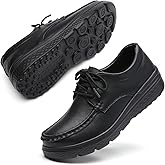 OVPMKC Women's Lightweight Nursing Shoes Comfortable Leather Loafers