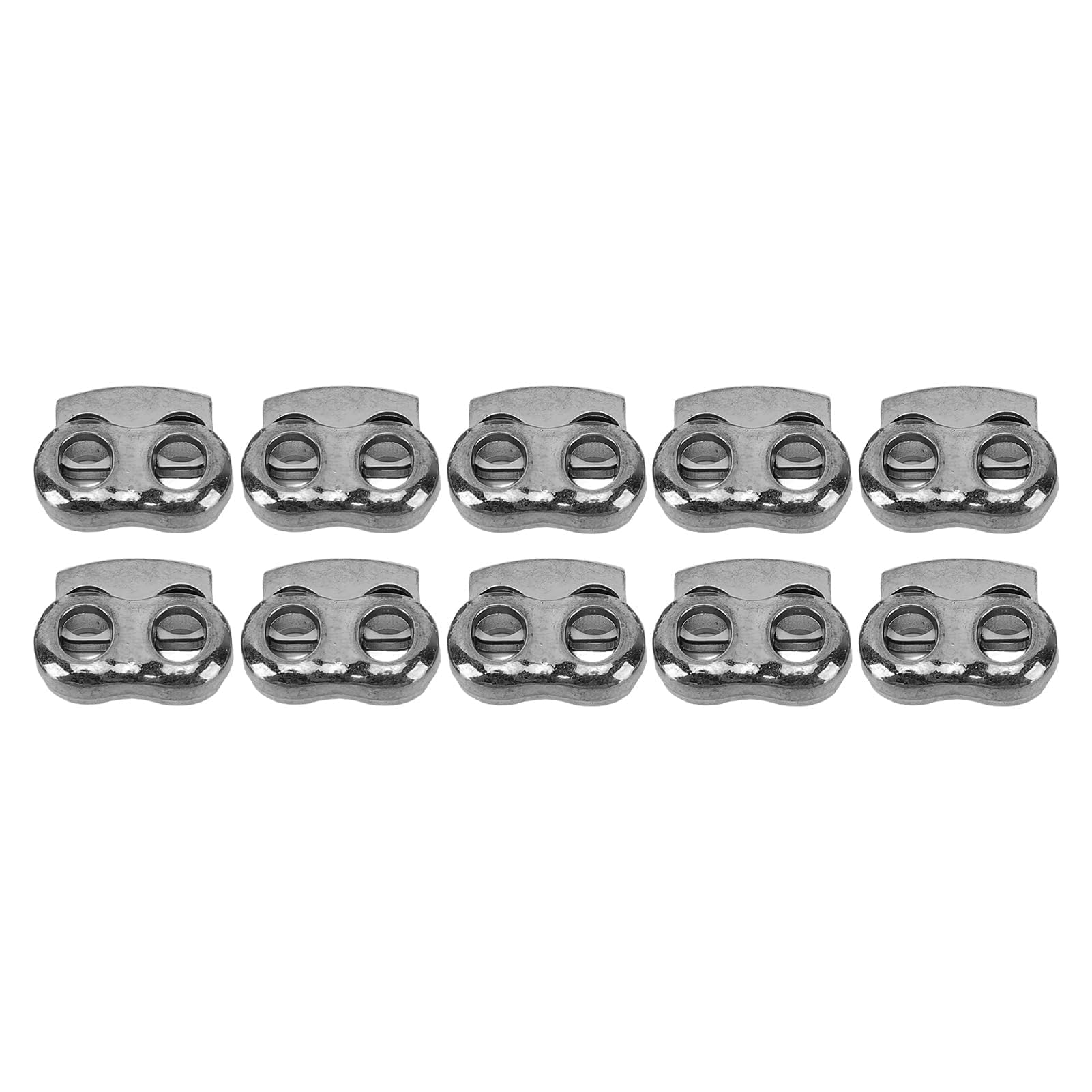 Spring Cord Locks Set, 10Pcs Cord Lock Stopper Clamp Locker Paracord Toggle Stopper Clasp Locking End Tightener Buckle Round for Drawstring Shoelaces Lace (Silver)