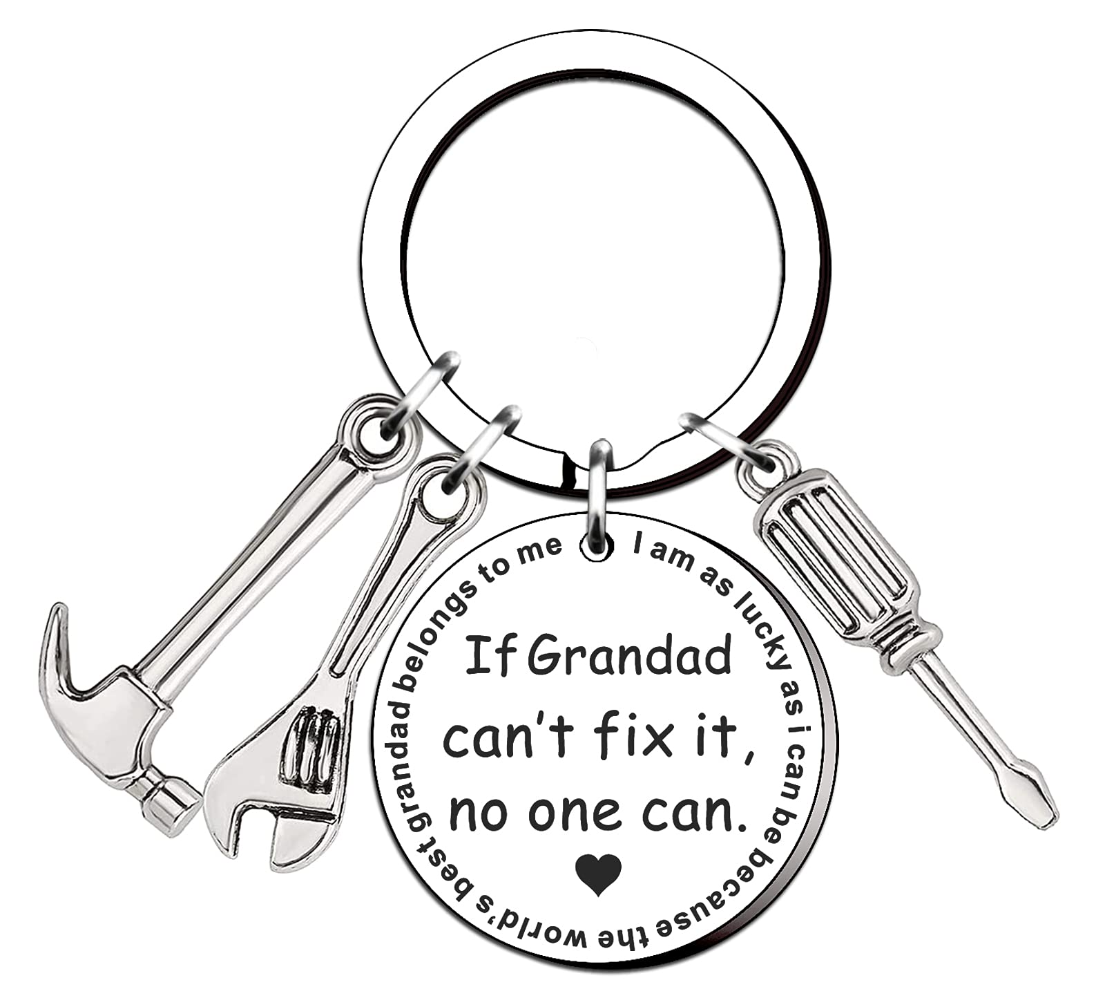 TTOVEN Grandad Keyring - If Grandad Can't Fix It No One Can - Father's Day and Birthday Gift for Grandpa