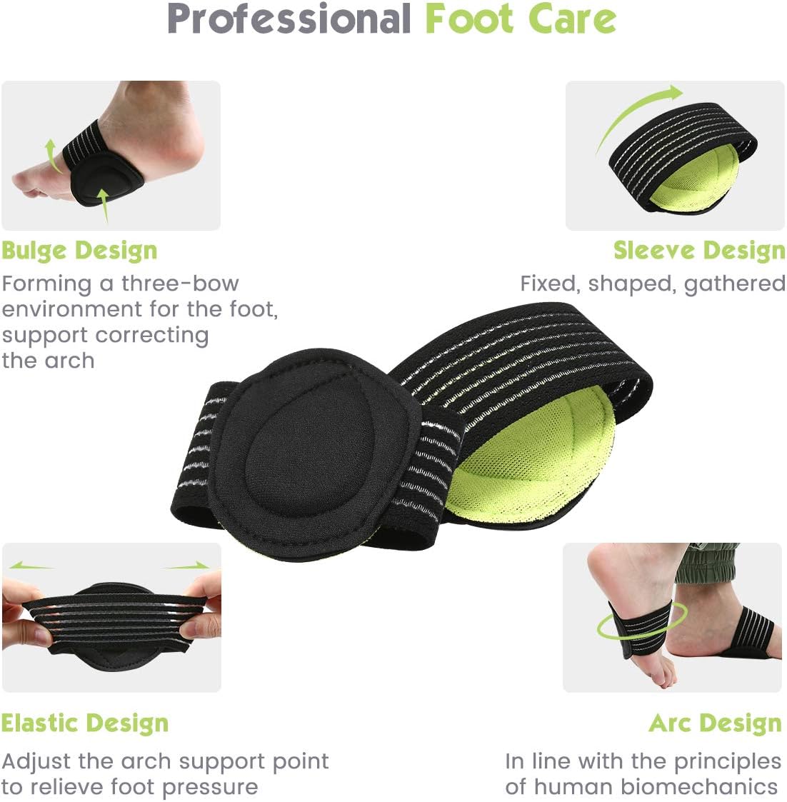CHARMINER 2 Pairs Compression Fasciitis Cushioned Support Sleeves, Plantar Fasciitis Foot Relief Cushions for Plantar Fasciitis, Fallen Arches, Achy Feet Problems for Men and Women: Health & Personal Care