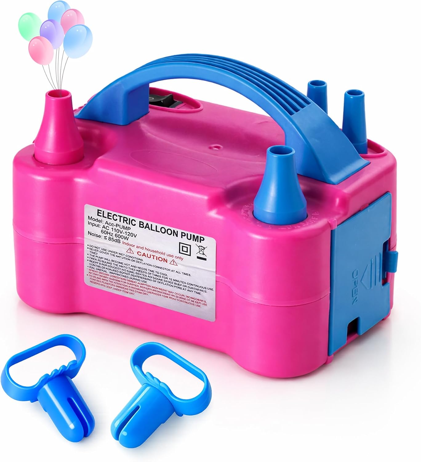 Acclsoop Balloon Pump Electric with Dual Nozzles & Tying Tool - Portable Inflator for Party Balloons, Gender Reveal, Baby Shower, Holidays