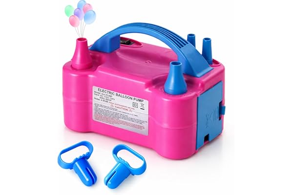 Acclsoop Balloon Pump Electric with Dual Nozzles & Tying Tool - Portable Inflator for Party Balloons, Gender Reveal, Baby Shower, Holidays