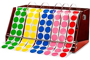 GOMOS Multi-Use Large Label Dispenser for Rolls of Sticker Labels - 11.8"x6.7"x5.5", Heavy-Duty, Wall-Mountable Acrylic Sticker Roll Dispenser, Anti-Slip (7 Disks/Brown)