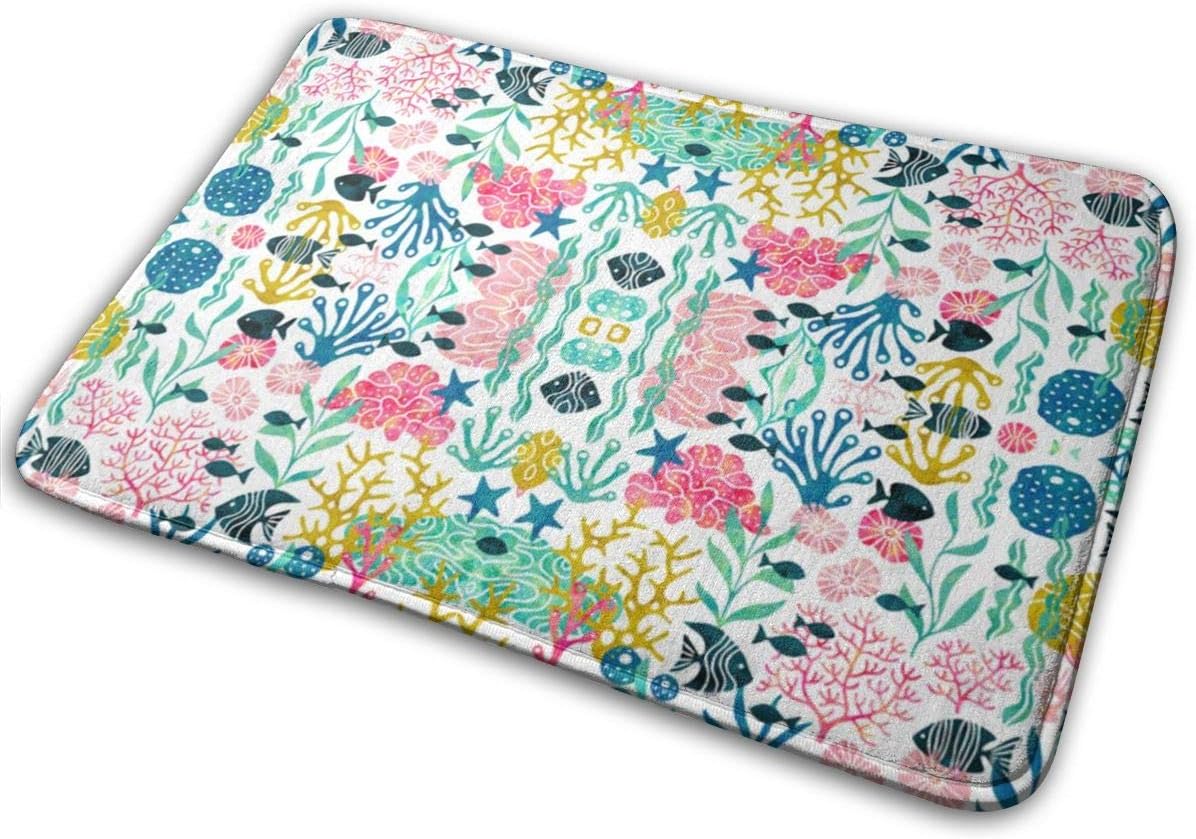 Amazon Com Bath Mat Cartoon Sea Coral Leaf Memory Foam Bath Mats Non Slip Soft Absorbent Bath Rugs Rubber Back Runner Mat For Kitchen Bathroom Floors 15 7 X 23 5 White Home Kitchen