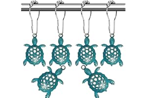 Aimoye Nautical Green Sea Turtles Beach Theme Shower Curtain Hooks, Blue Ocean Decor Shower Hooks for Shower Curtain, Tropical Shower Curtain Rings Rust Proof Shower Curtain Hanger Clips