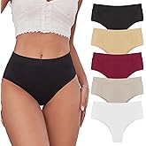 VKME 5 Pack Soft Full Briefs Mid Waist Underwear For Women Breathable Tagless Ladies Full Coverage Panties Cheeky Briefs